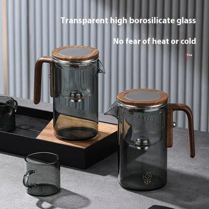 Infusea Glass™ – Premium Glass Teapot with Filter and Wooden Accents