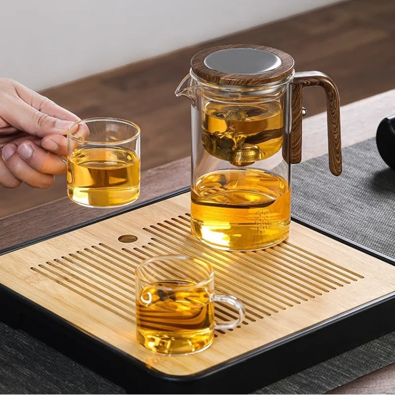Infusea Glass™ – Premium Glass Teapot with Filter and Wooden Accents