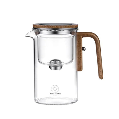 Infusea Glass™ – Premium Glass Teapot with Filter and Wooden Accents